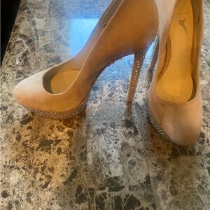 Brian Atwood Nude Heels with Sparkling Accents
